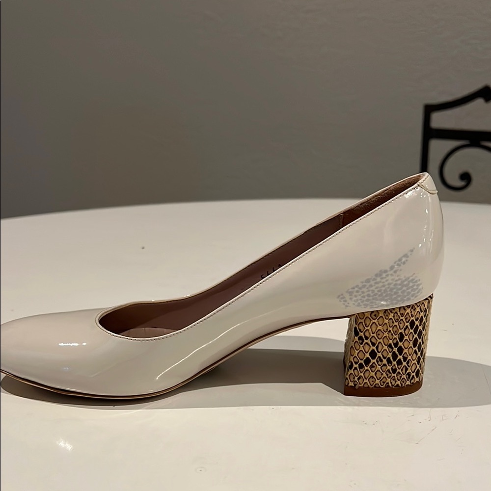 INCI  bone Patent Leather Heels with Snake Print Block Heel size 38